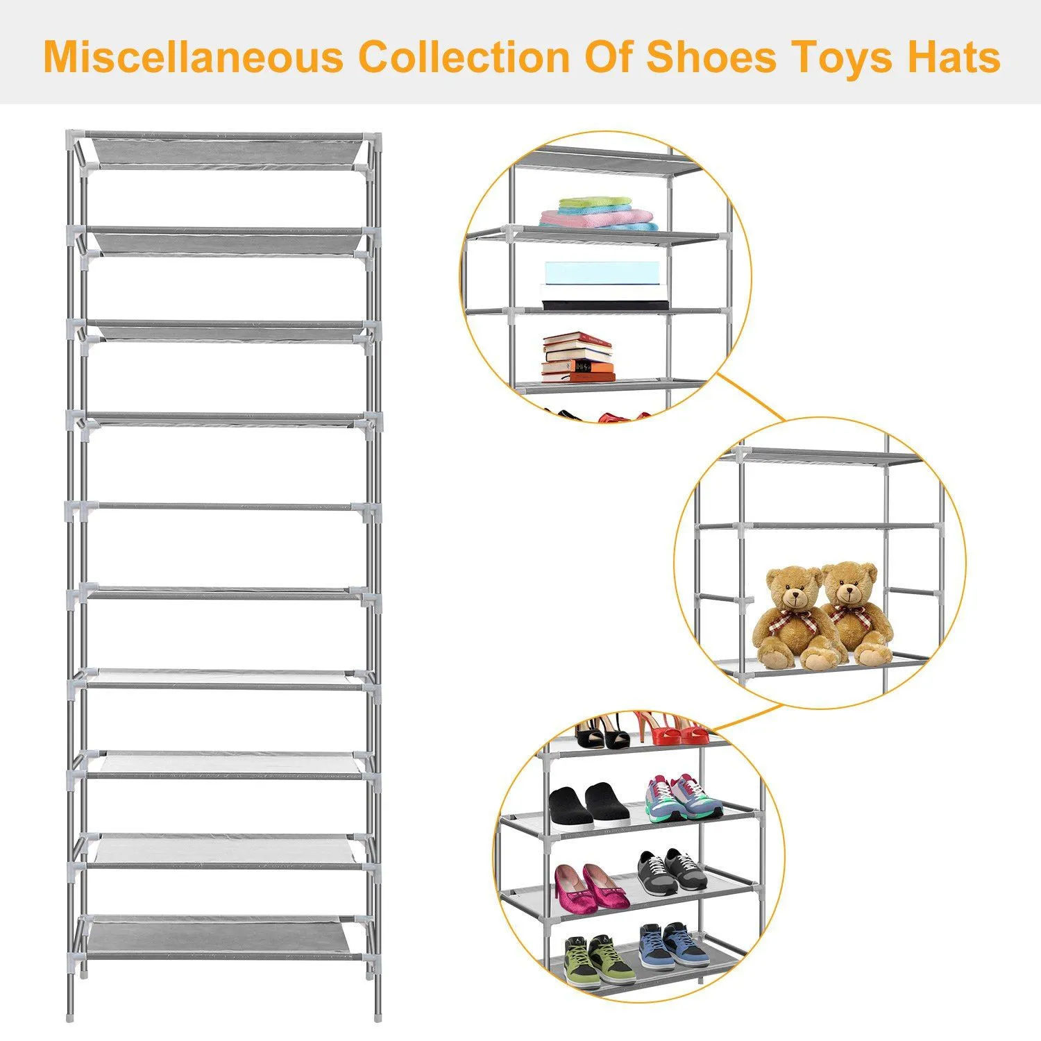 10-Tier Shoe Rack Shelves 27 Pairs Shoes Organizer