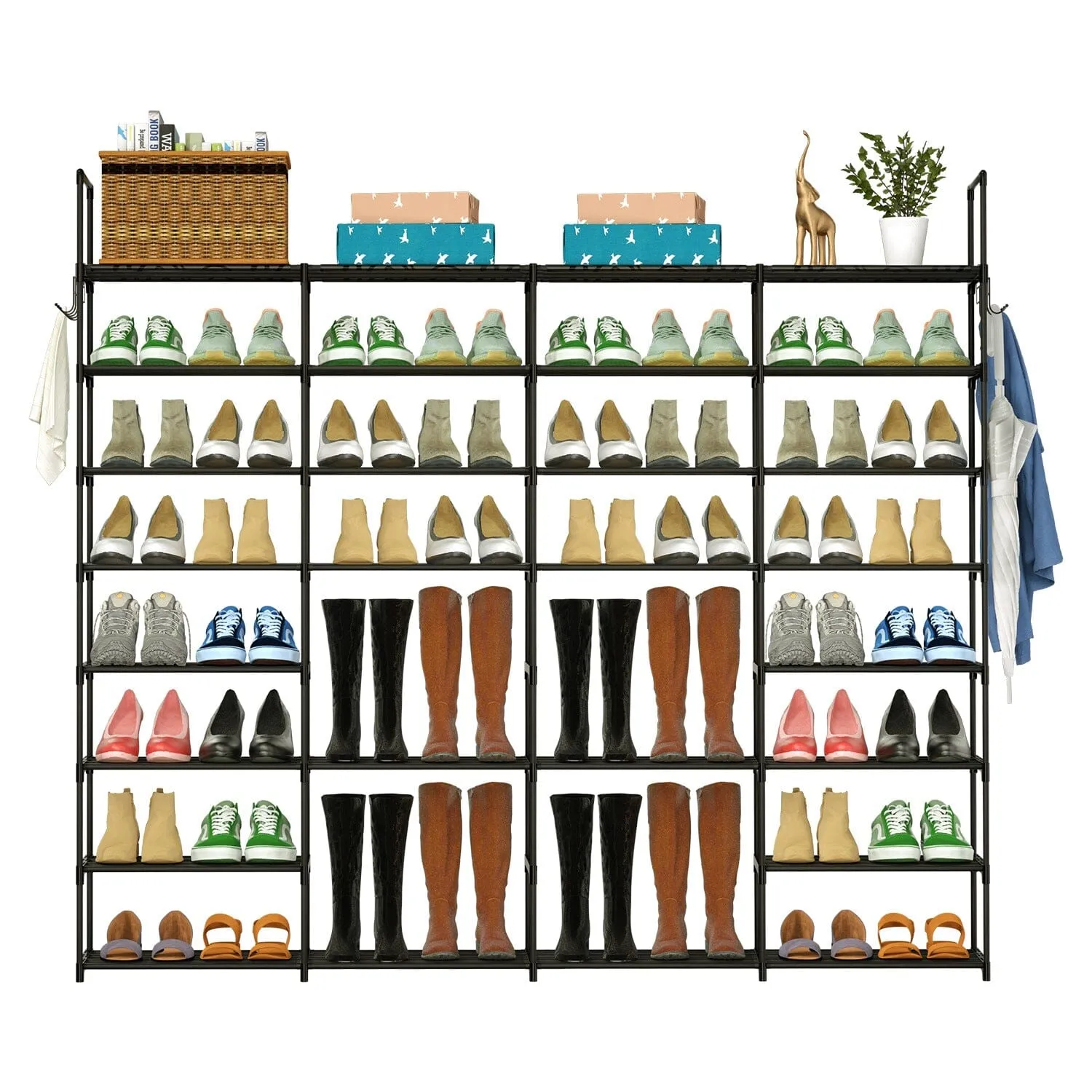 8-Tier Shoe Rack Metal Shoe Storage Shelf