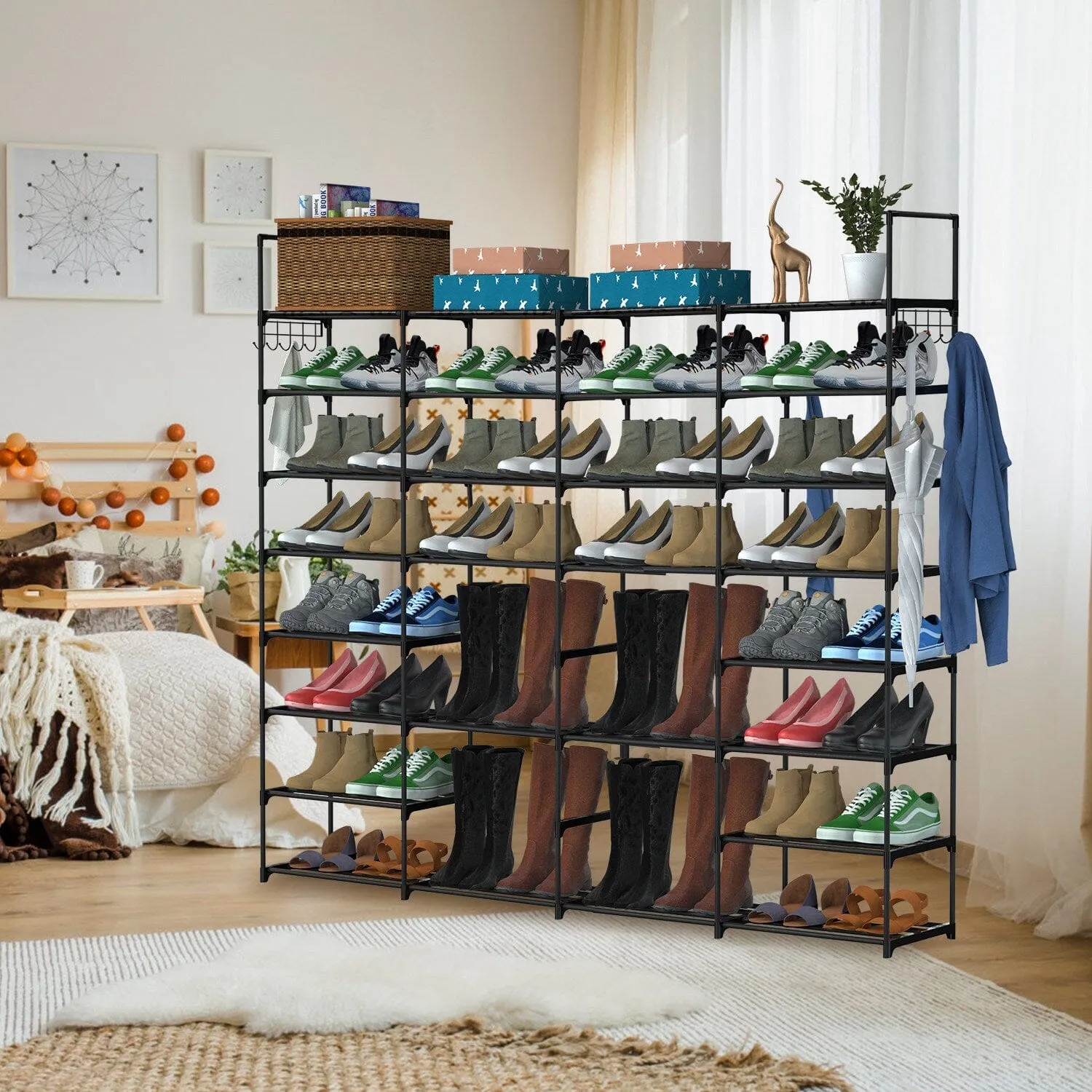 8-Tier Shoe Rack Metal Shoe Storage Shelf