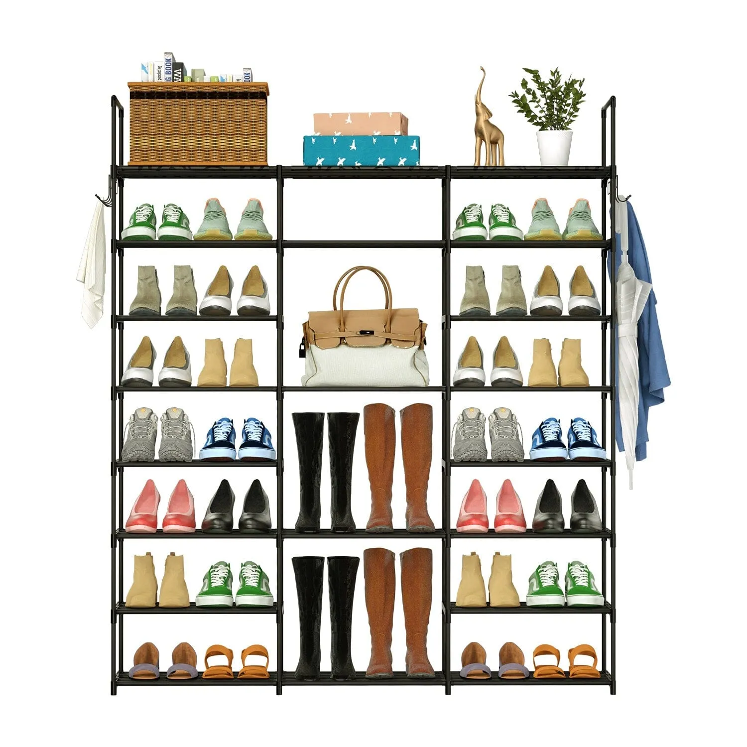 8-Tier Shoe Rack Metal Shoe Storage Shelf