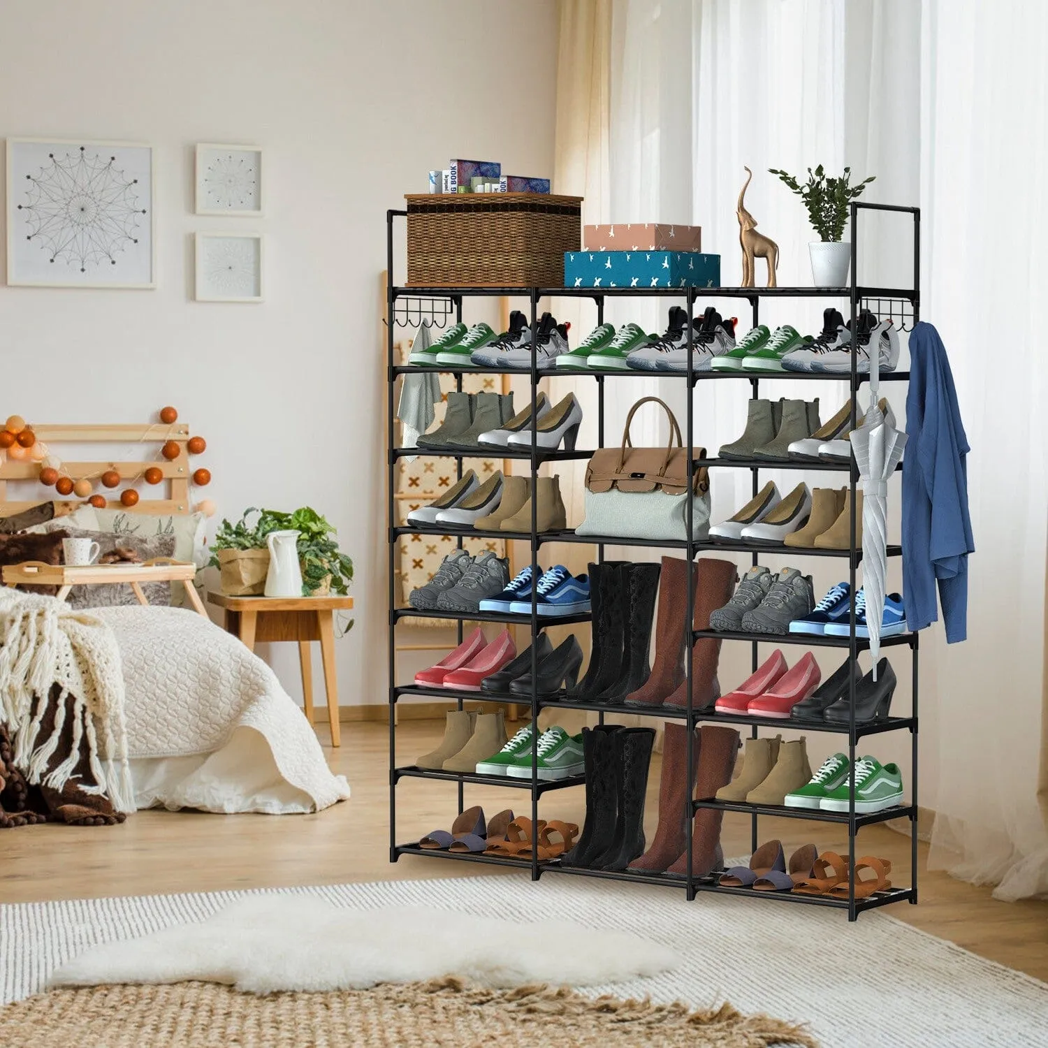 8-Tier Shoe Rack Metal Shoe Storage Shelf