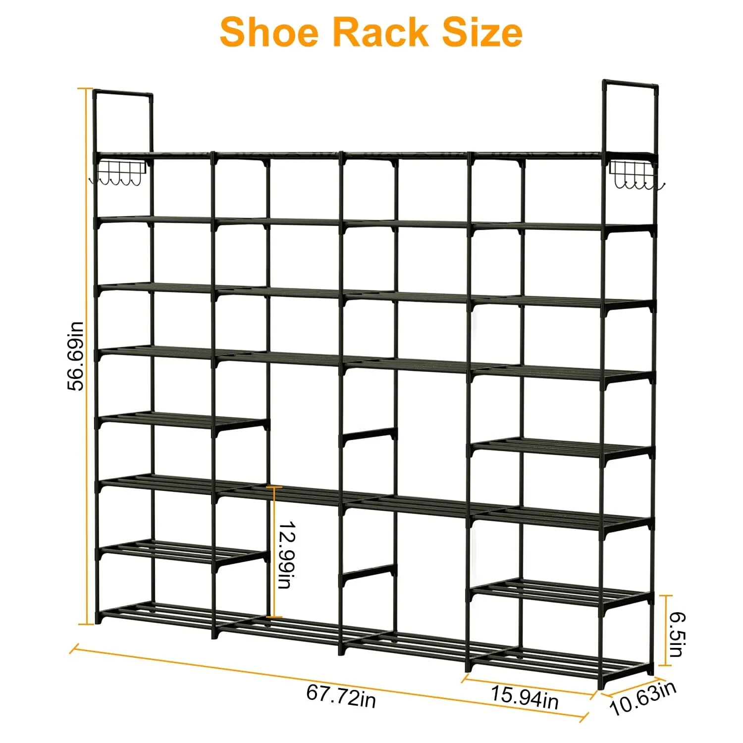 8-Tier Shoe Rack Metal Shoe Storage Shelf