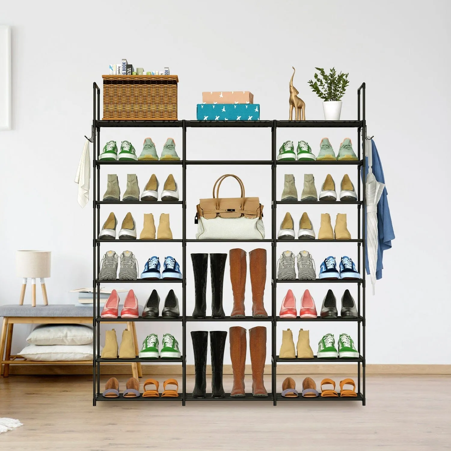 8-Tier Shoe Rack Metal Shoe Storage Shelf