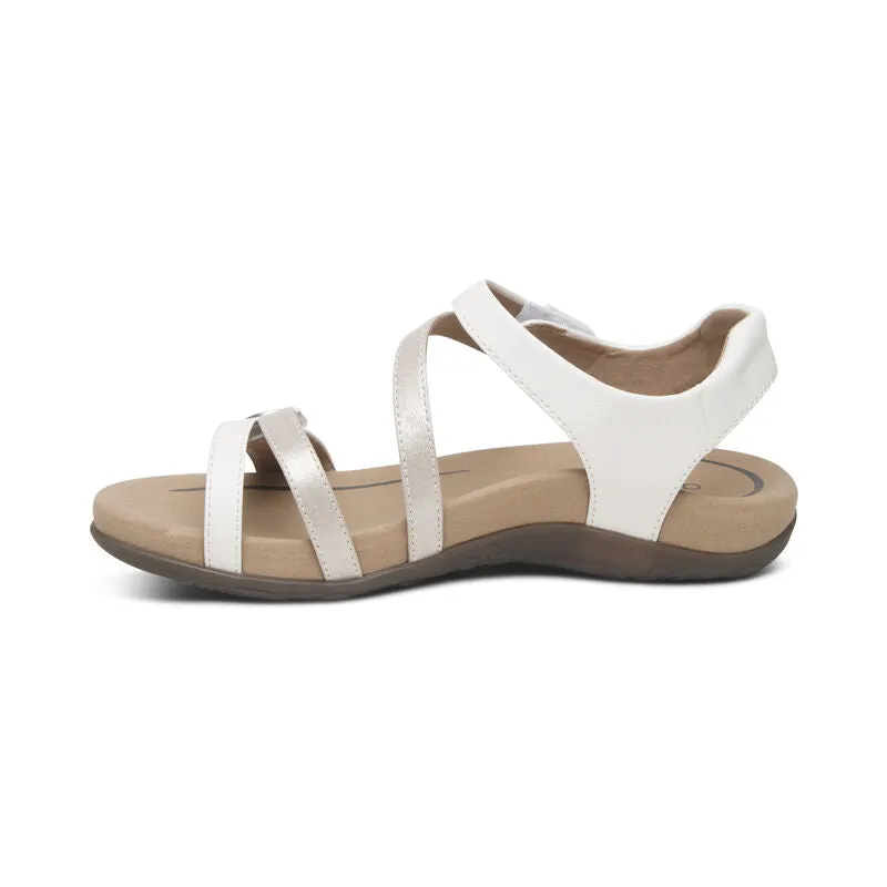 Aetrex Women's Jess Adjustable Quarter Strap Sandal - White SE211