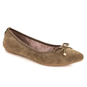 ANNIE Ballet Flat Shoes - Khaki Burnished Suede