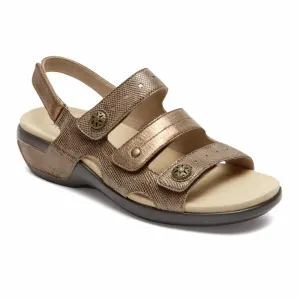 Aravon POWER COMFORT SANDALS THREE STRAP METALLIC TAUPE