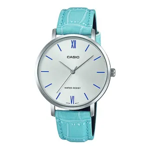 Casio Ladies' Analog Blue Leather Band Watch LTPVT01L-7B3 LTP-VT01L-7B3