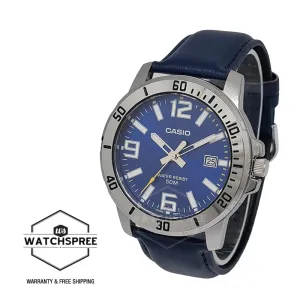 Casio Men's Diver Look Blue Leather Strap Watch MTPVD01L-2B MTP-VD01L-2B