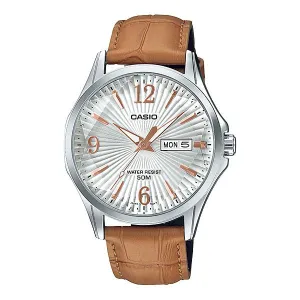 Casio Men's Enticer Series Light Brown Leather Band Watch MTPE120LY-7A MTP-E120LY-7A