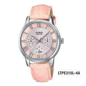 Casio Standard Analog-Ladies Pink Leather Strap Watch LTPE315L-4A