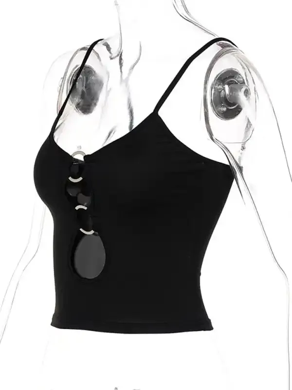 Fashionable chest hollow out navel slimming camisole top