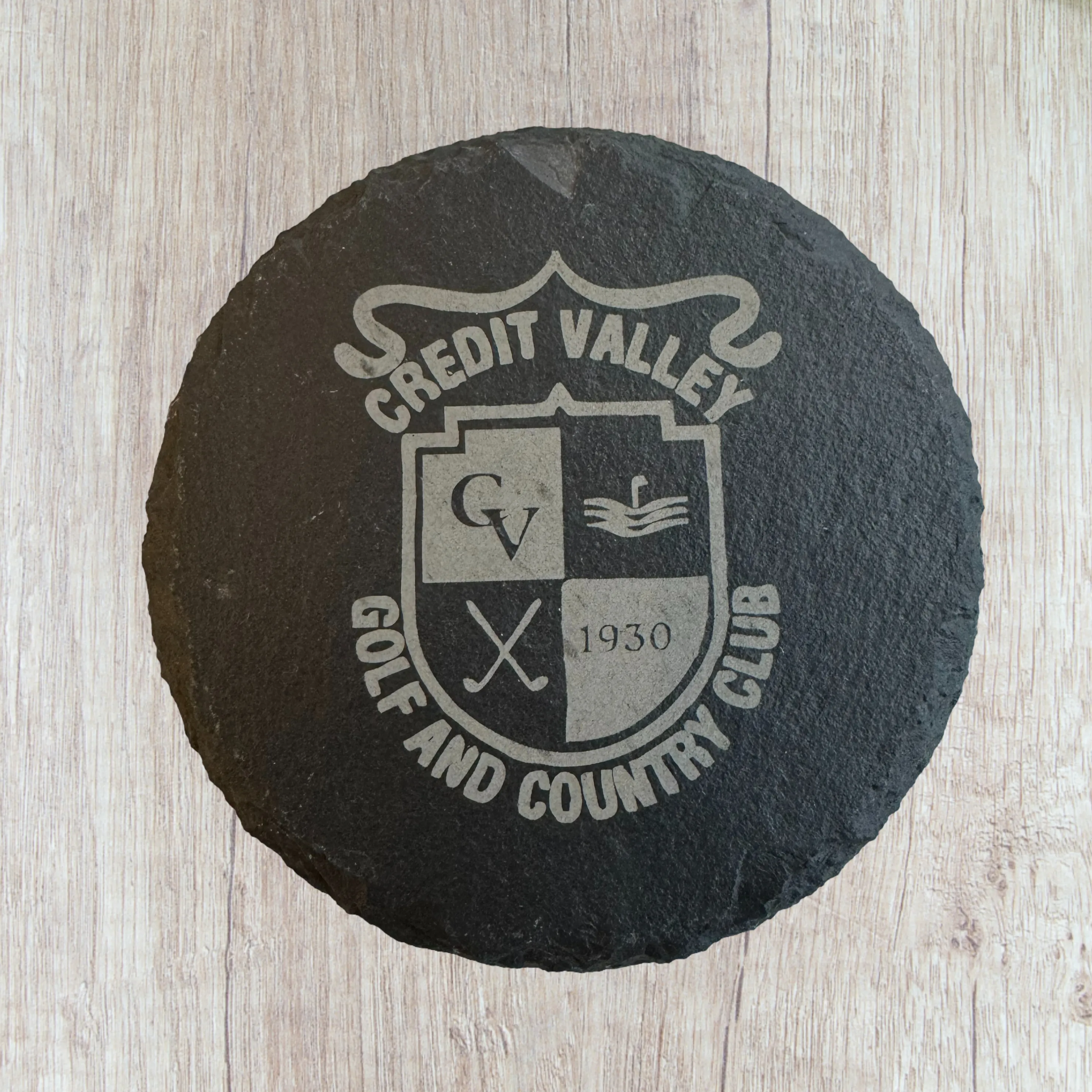 Golf Club Logo Impressions Slate Coasters