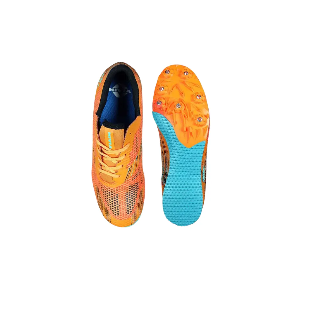 NIVIA TF-800 Track and Field Spikes Running Athletic Shoes (Orange)