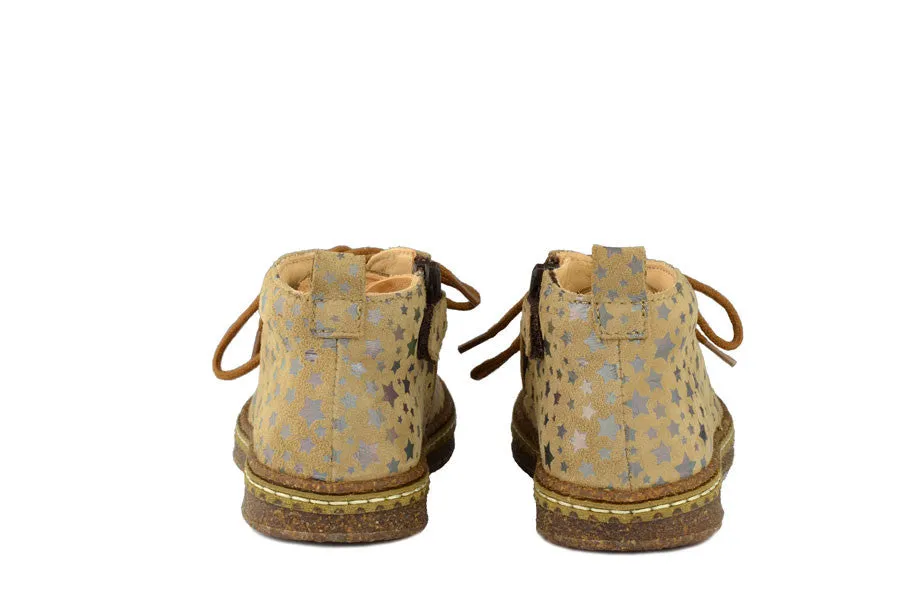 Ocra Girls Beige Suede Ankle Boot with Stars