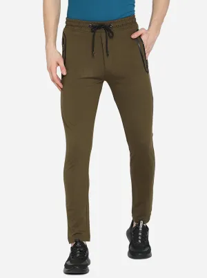 Olive Brown Solid Regular Fit Track Pant | JadeBlue