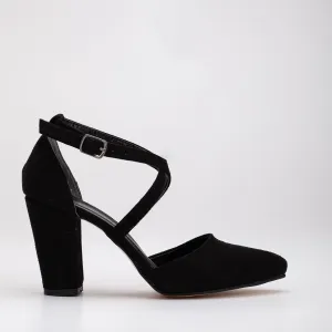 Sina - Black Suede Criss Cross Heels