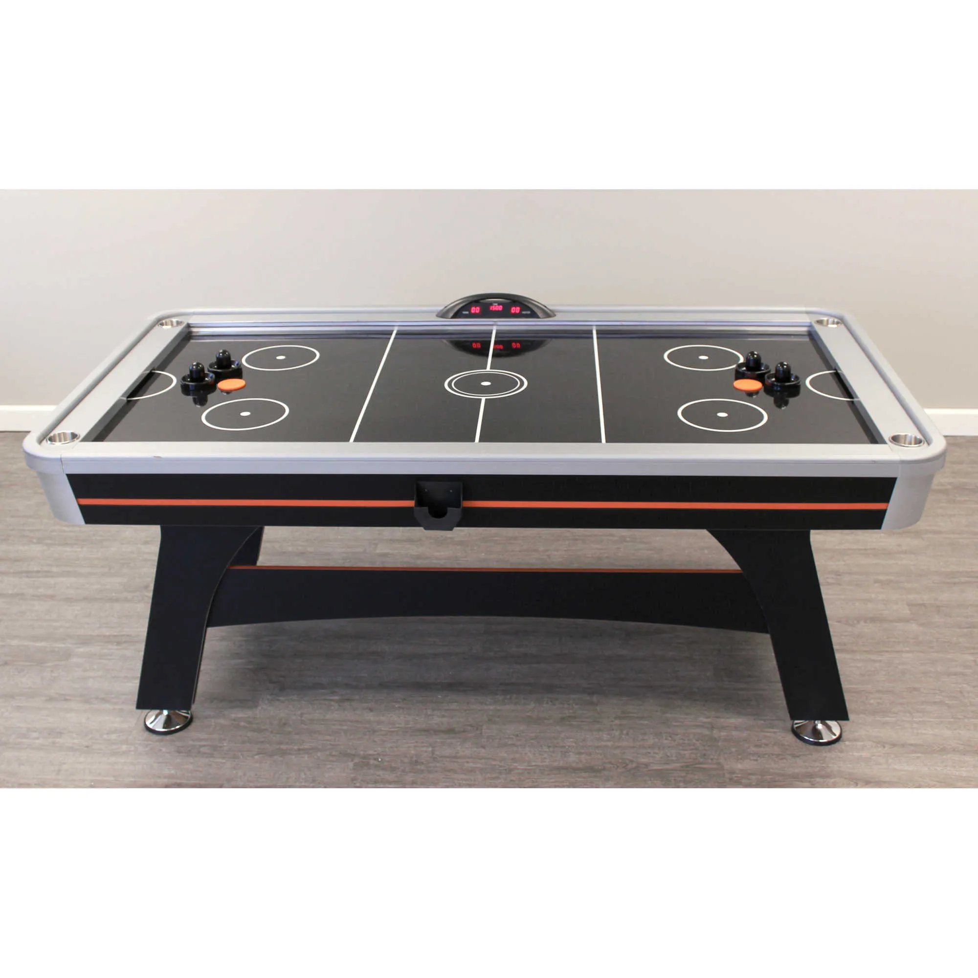 Trailblazer 84-in Air Hockey Table with LED Scoring - Black Silver and Orange