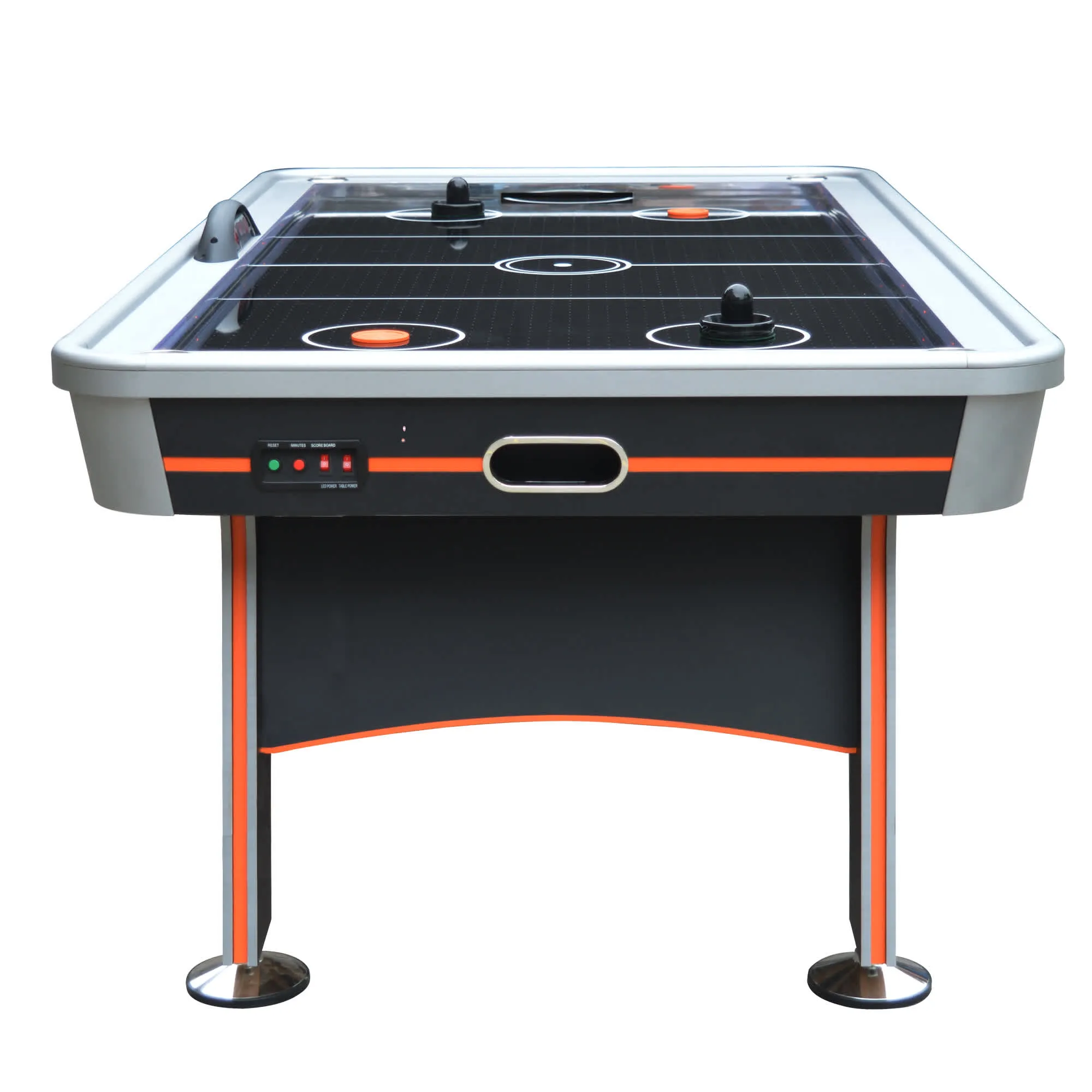 Trailblazer 84-in Air Hockey Table with LED Scoring - Black Silver and Orange