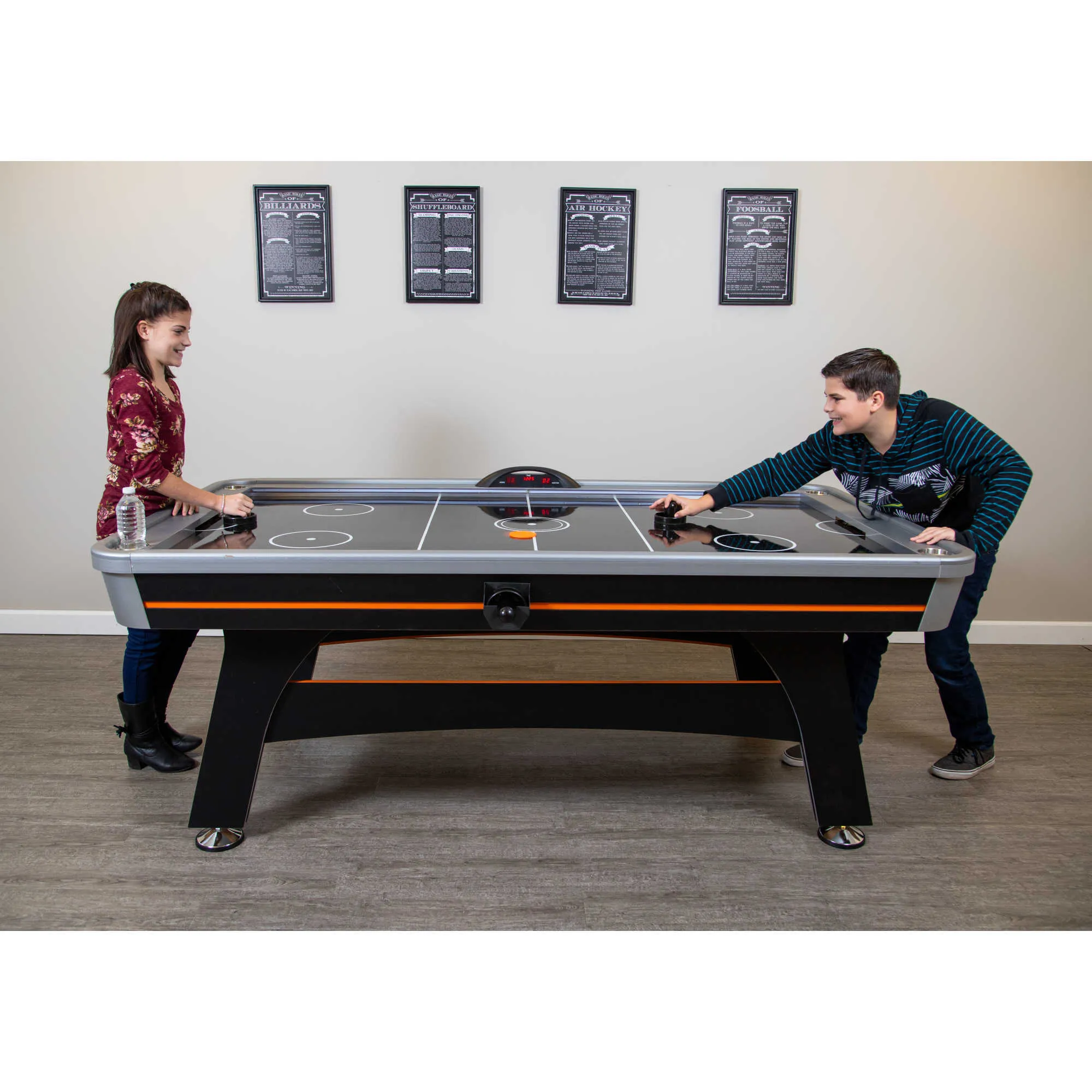 Trailblazer 84-in Air Hockey Table with LED Scoring - Black Silver and Orange