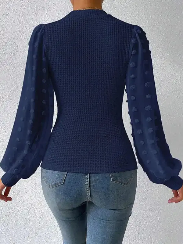 Women’s New Fashionable Round Neck Spliced Long Sleeve Sweater