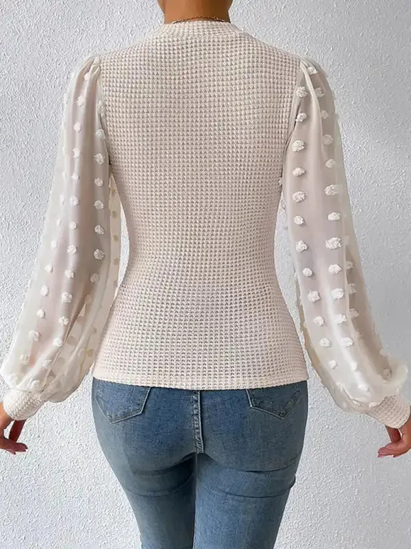 Women’s New Fashionable Round Neck Spliced Long Sleeve Sweater