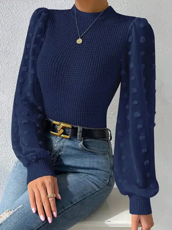 Women’s New Fashionable Round Neck Spliced Long Sleeve Sweater