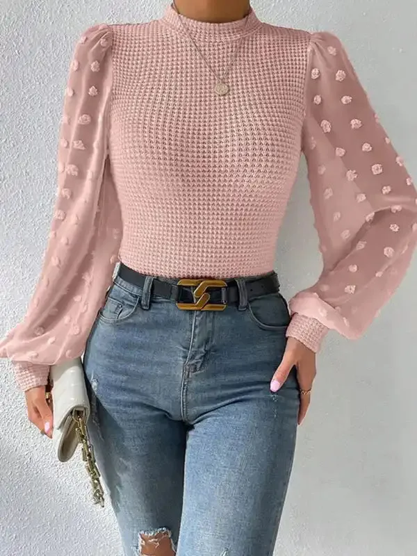 Women’s New Fashionable Round Neck Spliced Long Sleeve Sweater