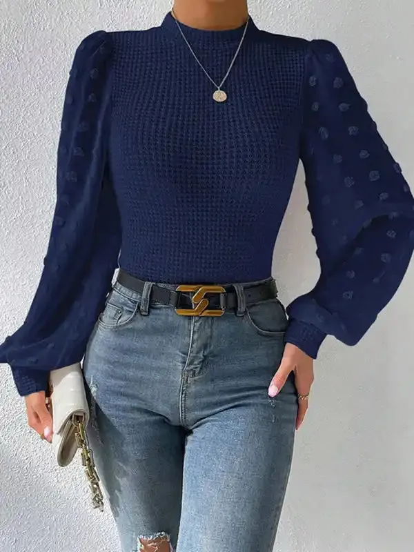 Women’s New Fashionable Round Neck Spliced Long Sleeve Sweater