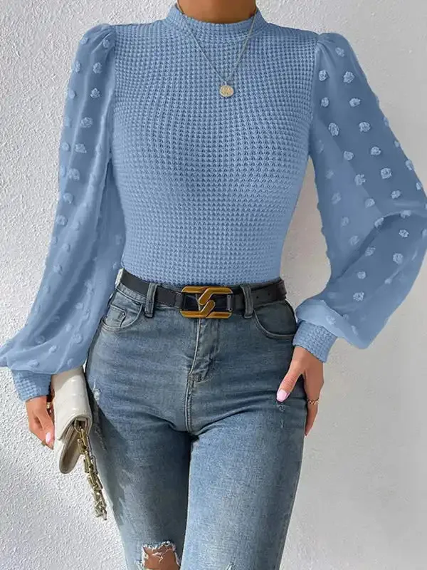 Women’s New Fashionable Round Neck Spliced Long Sleeve Sweater