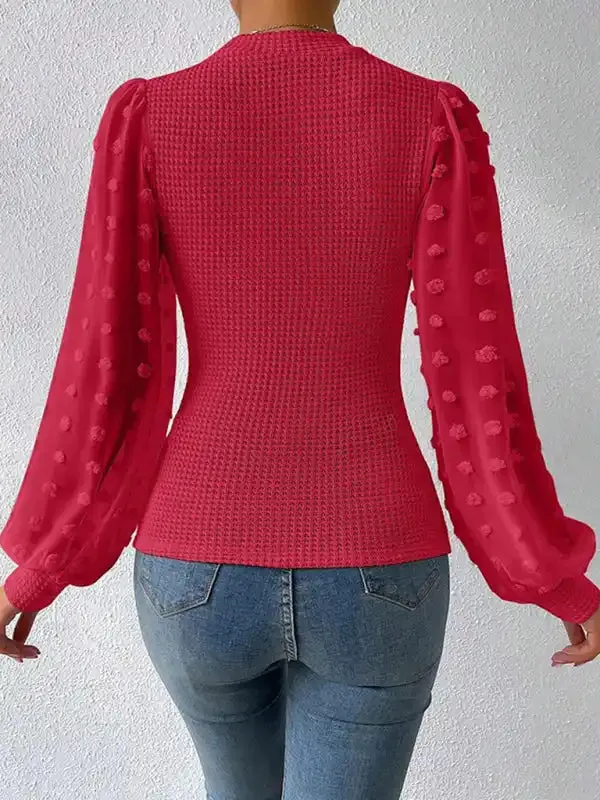 Women’s New Fashionable Round Neck Spliced Long Sleeve Sweater