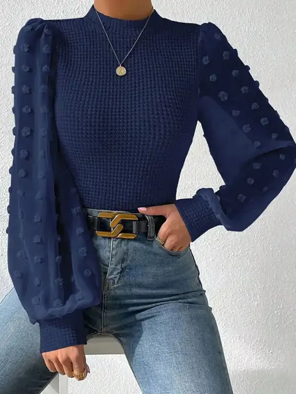 Women’s New Fashionable Round Neck Spliced Long Sleeve Sweater