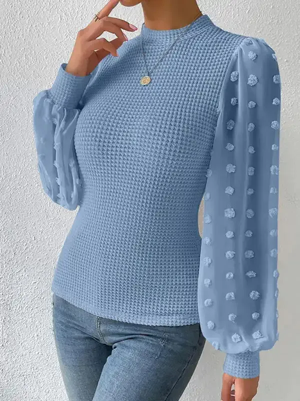 Women’s New Fashionable Round Neck Spliced Long Sleeve Sweater