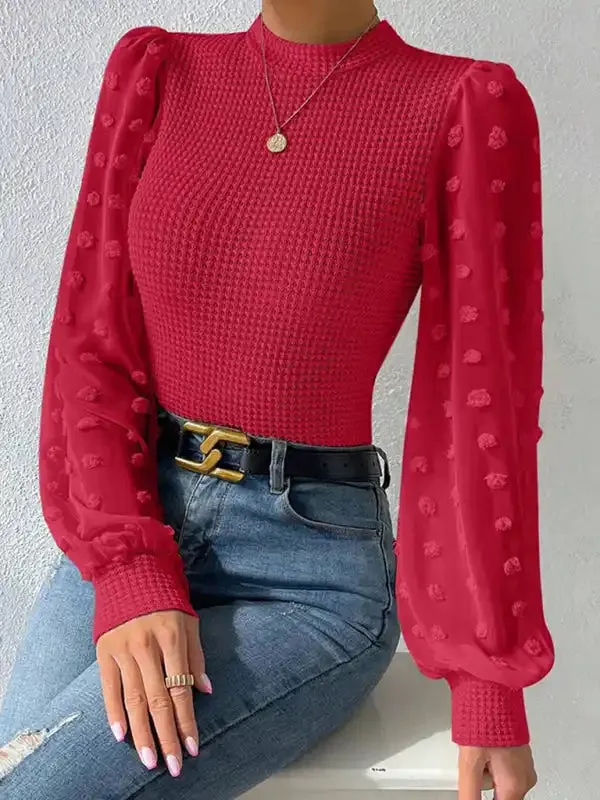 Women’s New Fashionable Round Neck Spliced Long Sleeve Sweater