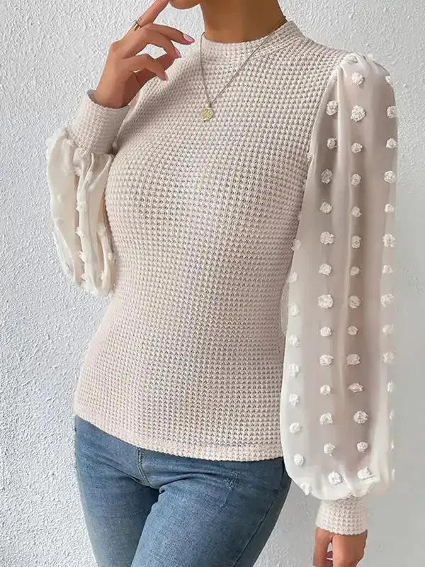 Women’s New Fashionable Round Neck Spliced Long Sleeve Sweater