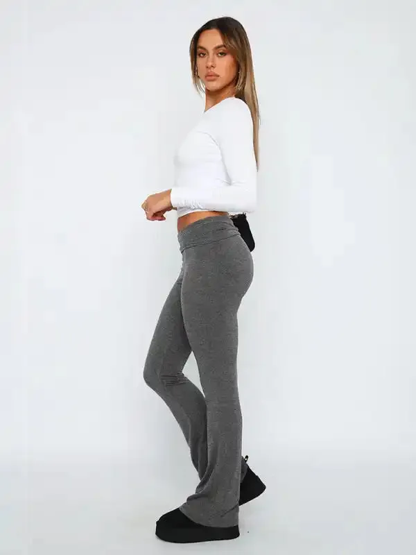 Women’s New Fashionable Solid Color Comfortable Slimming Low Waist Flare Pants