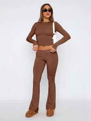 Women’s New Fashionable Solid Color Comfortable Slimming Low Waist Flare Pants