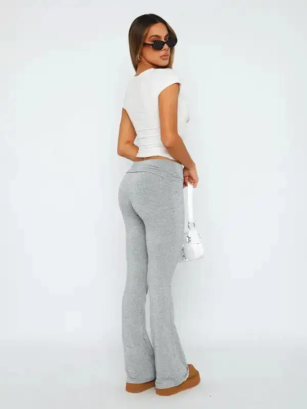 Women’s New Fashionable Solid Color Comfortable Slimming Low Waist Flare Pants